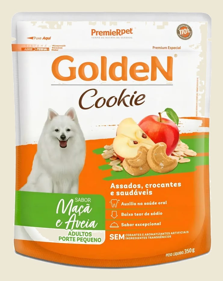 Biscoitos Golden Cookie Cães Adultos Maçã E Aveia