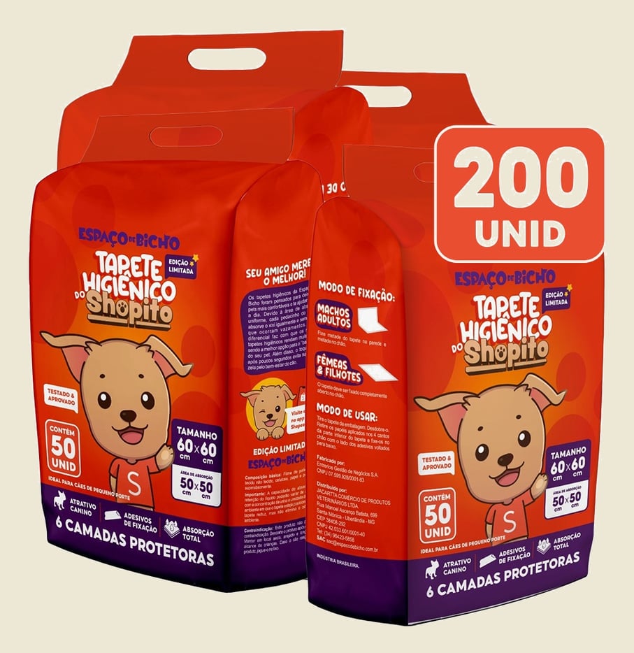 Tapete Higienico Espaço De Bicho Shopito Oficial 200 Unidades Envio Imediato