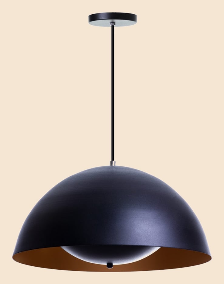 Lustre Pendente Interno Meia Lua Luz Indireta 40cm Gourmet