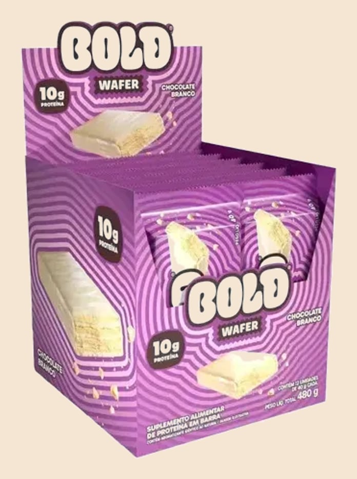 Wafer Bold Snacks Plano 10g Proteína Avelã 40g Unidade Chocolate Branco