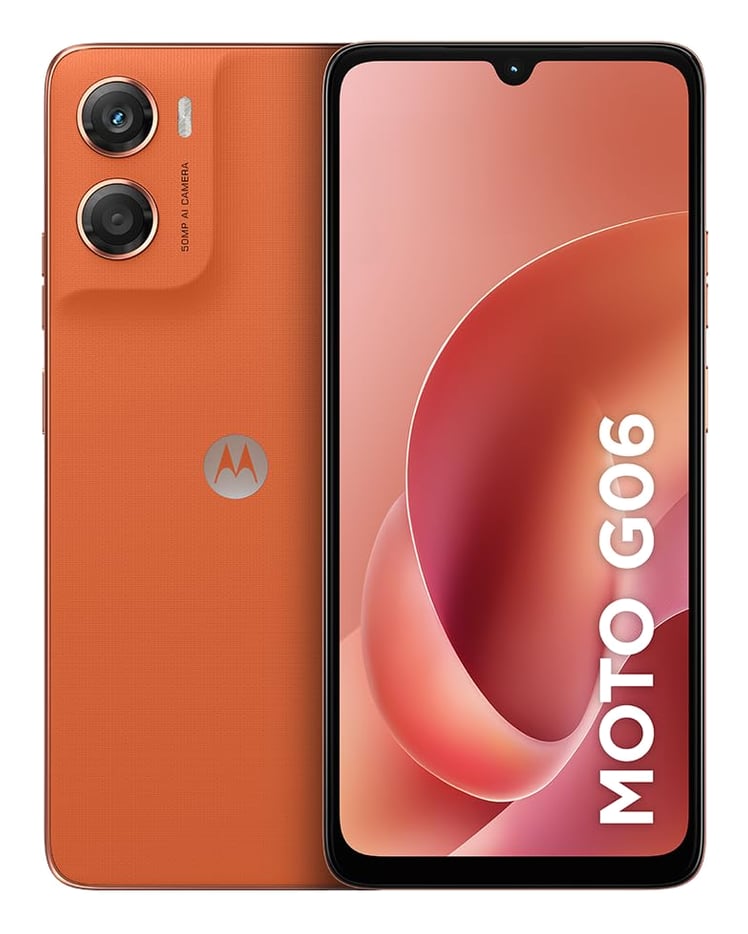 Smartphone Motorola Moto g06-128GB 12GB (4GB RAM + 8GB Ram Boost) e Camera 50MP com AI Bateria de 5200 mAh Tela 6.9" - Laranja