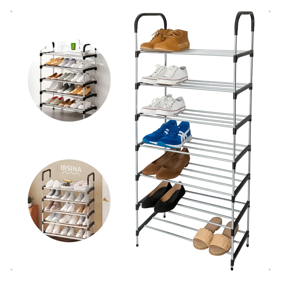 Sapateira Vertical IRSINA 7 Andares Aço Inox 21 Pares Cor Preto