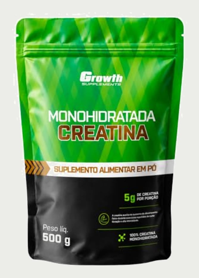 Growth Supplements - Creatina 500g Pouch Treino Musculação Dieta Alta Performance - Growth Supplements