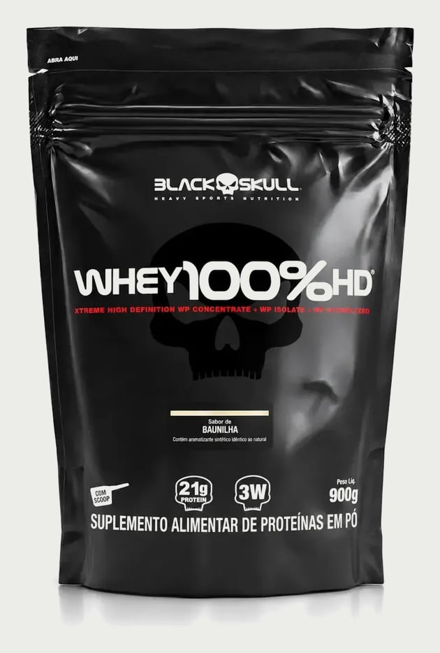 Whey Protein 100% HD Black Skull 900g Baunilha Refil