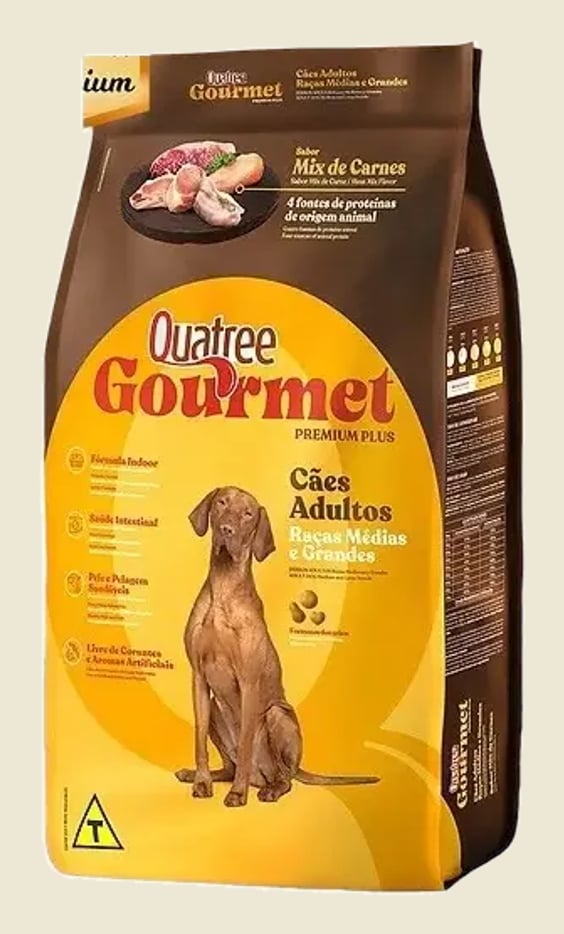 Ração Cachorro Adulto Quatree Gourmet Sem Corante 15kg