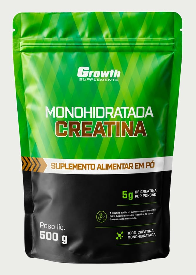 Growth Supplements - Creatina 500g Pouch Treino Musculação Dieta Alta Performance - Growth Supplements