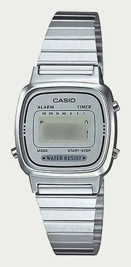 Relógio Casio Feminino Original Vintage Prata Tamanho Mini Prata Prateado Cinza