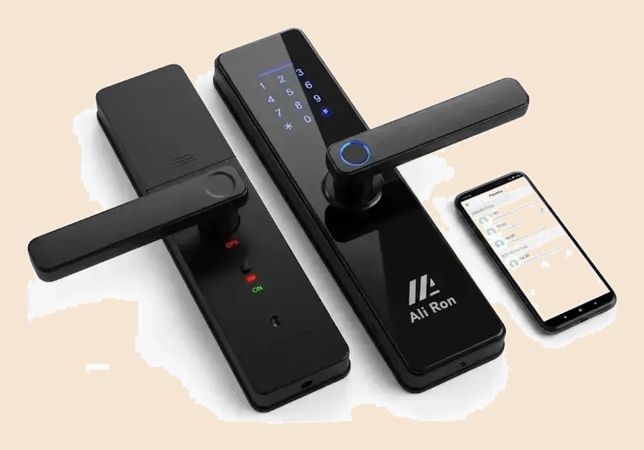 Fechadura Digital Biométrica Com Senha Para Porta De Madeira Preto