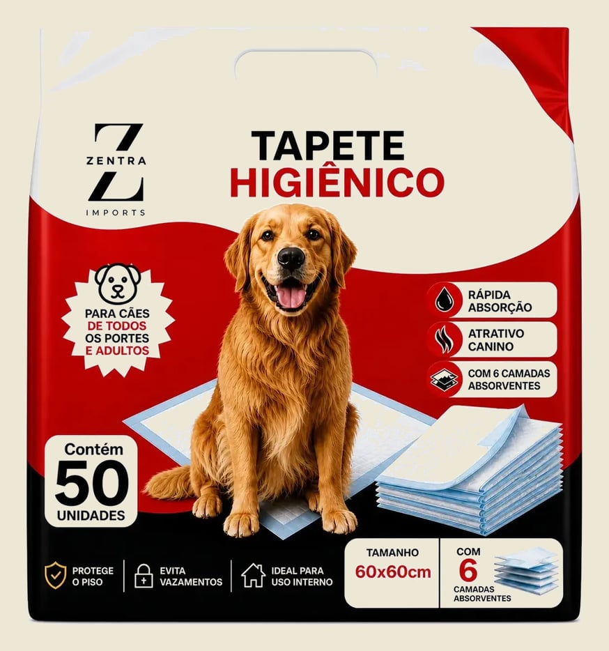 Tapete Higienico 50 Unidades 60cmx60cm Azul Zentra Imports