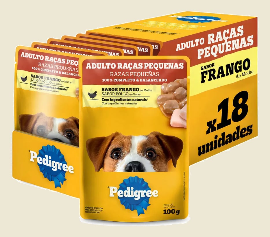 Kit Ração Úmida Pedigree Sachê Frango Cães Adultos 18 Un