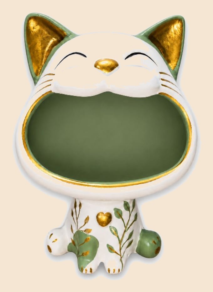 Bomboniere Gato l Gatinho Decorativo 24cm Cerâmica | Porta Objetos, Baleiro e Porta Cápsulas