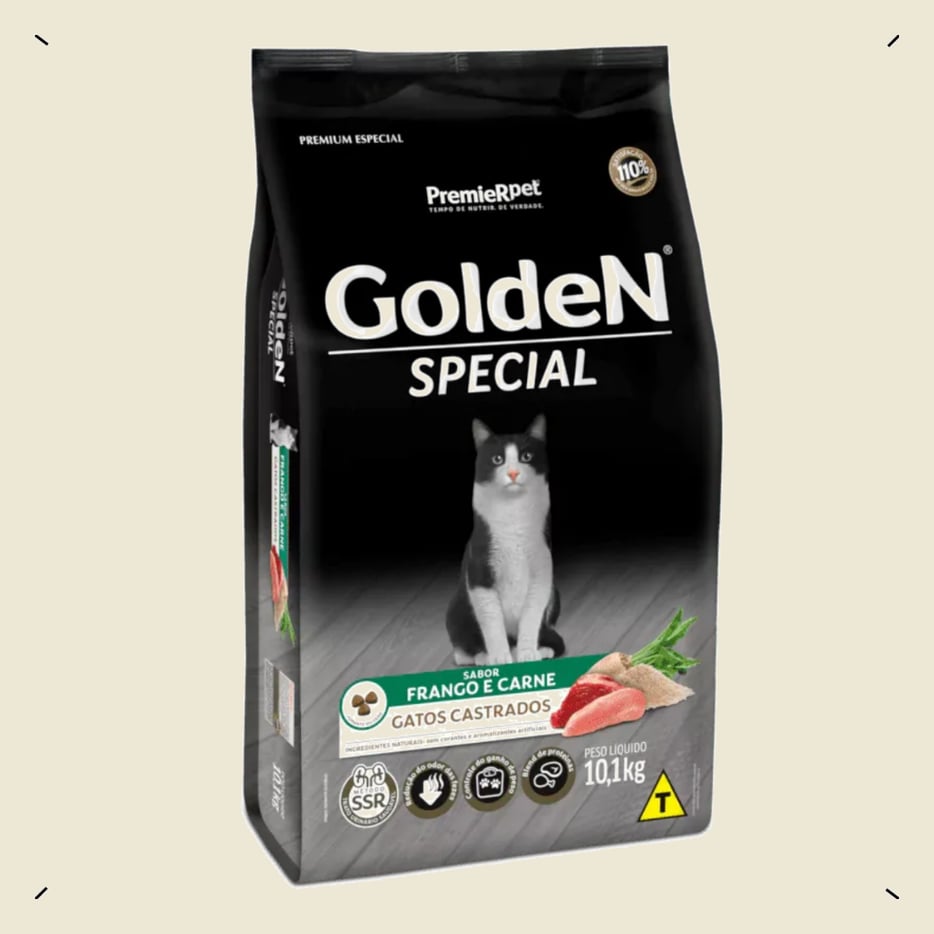 RAÇÃO GOLDEN SPECIAL GATO CASTRADO 10KG