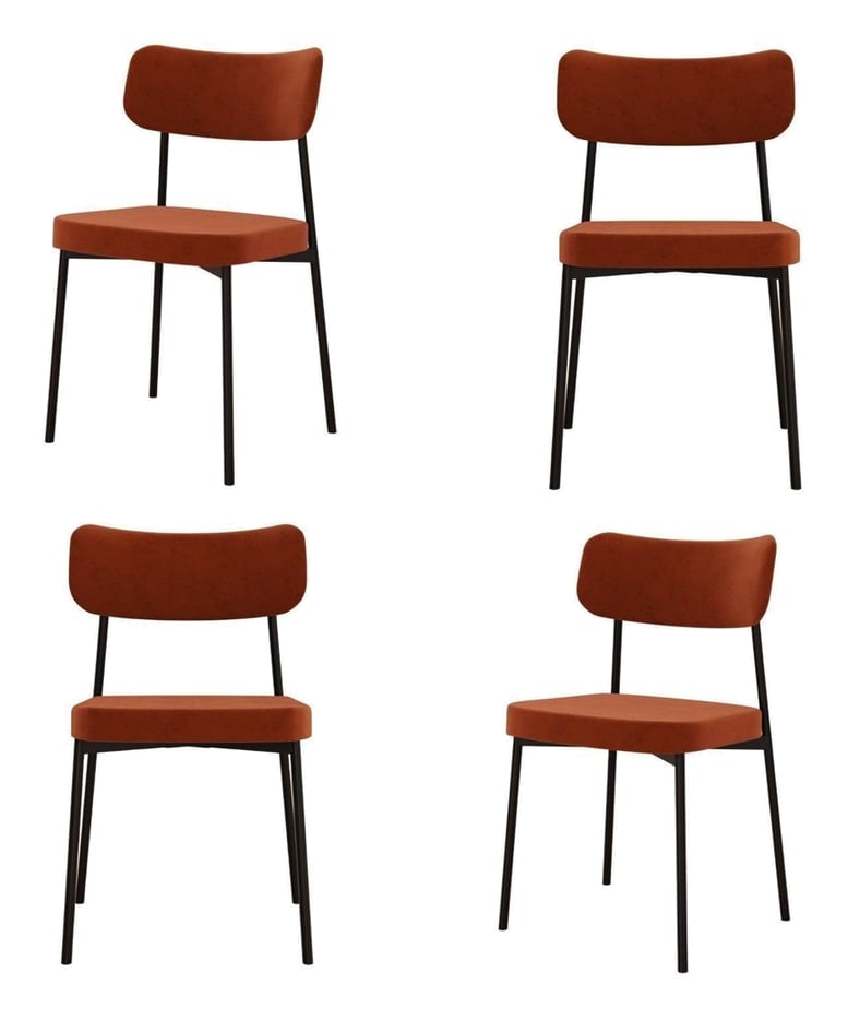 Kit com 4 Cadeiras para Sala de Jantar Mona Yescasa Laranja/Terracota Terracota
