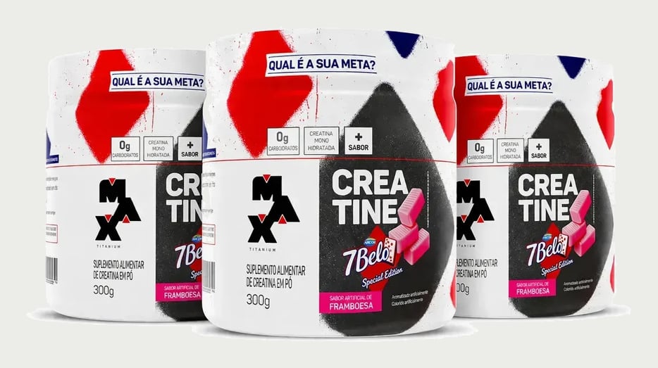 Creatina 7 Belo 300g Creatina Monohidratada Sabor Framboesa Kit 3 Força Energia Alta Performance Treino