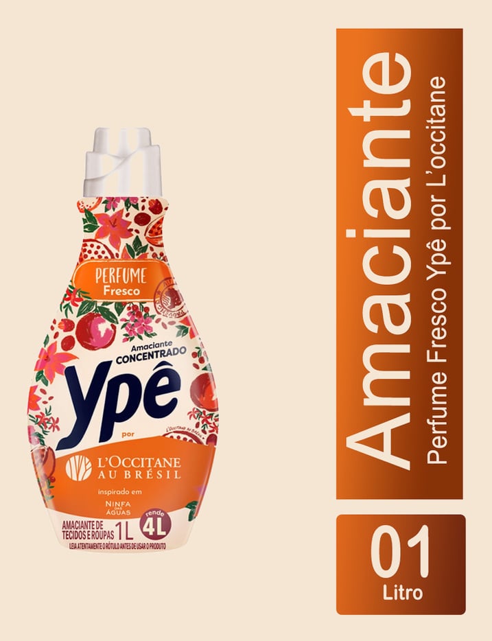 Amaciante de Roupa Ypê L'Occitane Ninfa das Águas 1L Concentrado Perfume Intenso