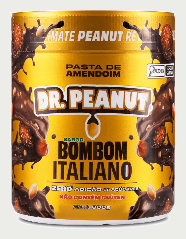 Pasta De Amendoim Com Whey Protein Dr. Peanut Sabor Bombom Italiano 600g