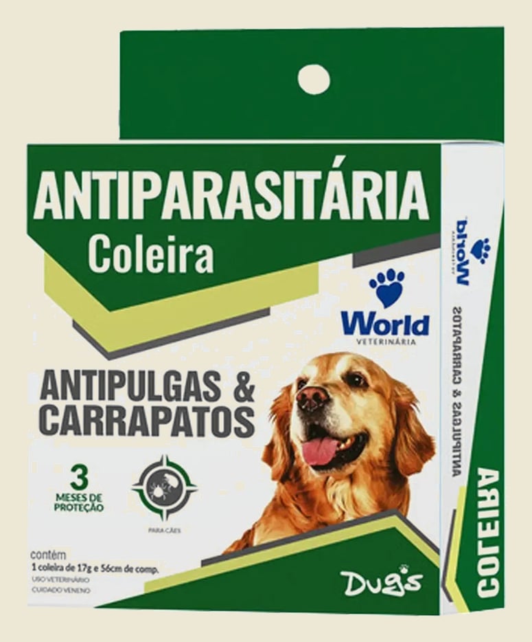 Coleira Antiparasitária World Cachorro Pulga Carrapato Proteção 3 Meses