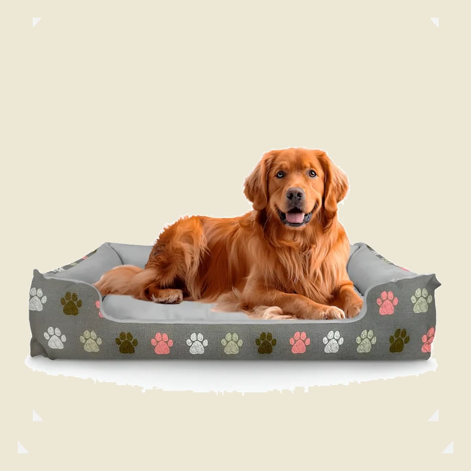 Cama Pet Extra Grande Xg Lavável Cachorro Porte Grande Cor Pata Cinza