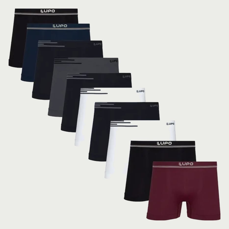 Kit 10 Cuecas Boxer Lupo Microfibra Sem Costura Adulto