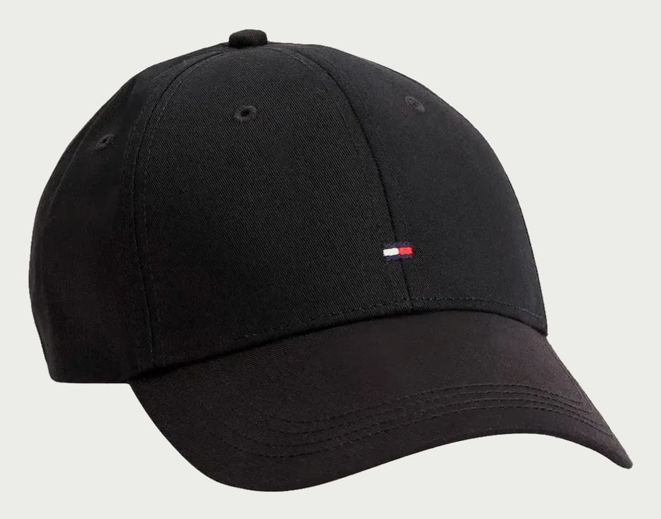 Boné Tommy Hilfiger Flag Tape Masculino Preto, Com Fechamento Ajustável