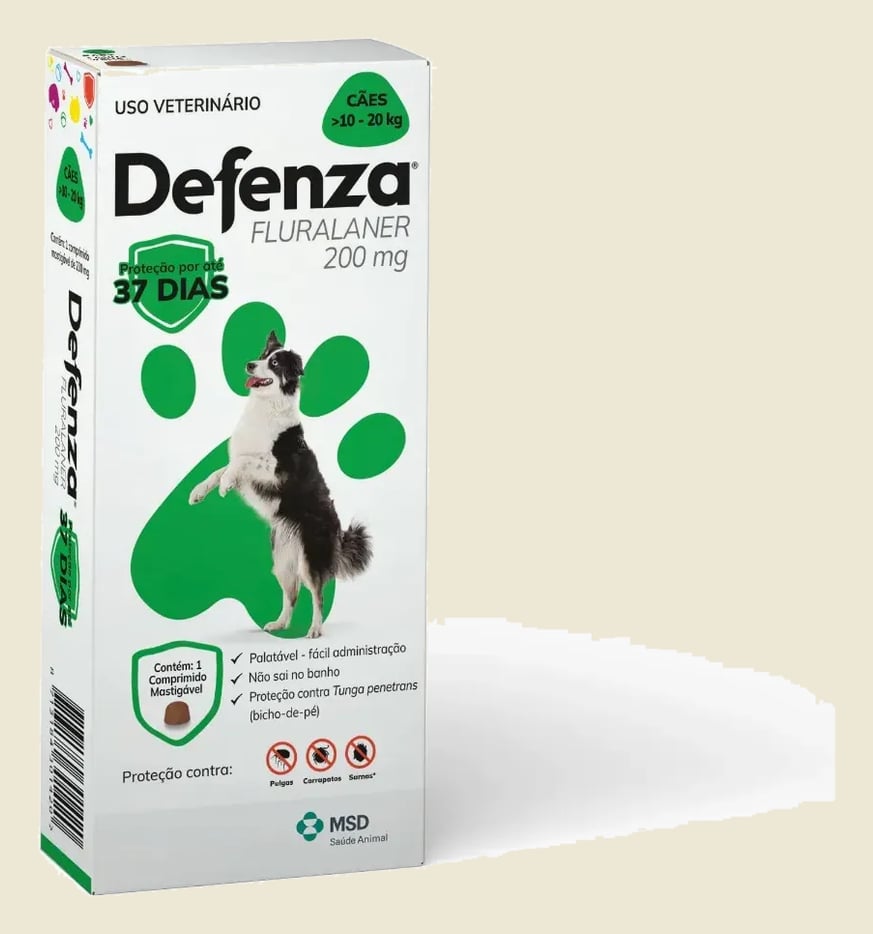 Antipulgas e Carrapatos Defenza Fluralaner Cães 10-20kg 1 Comprimido