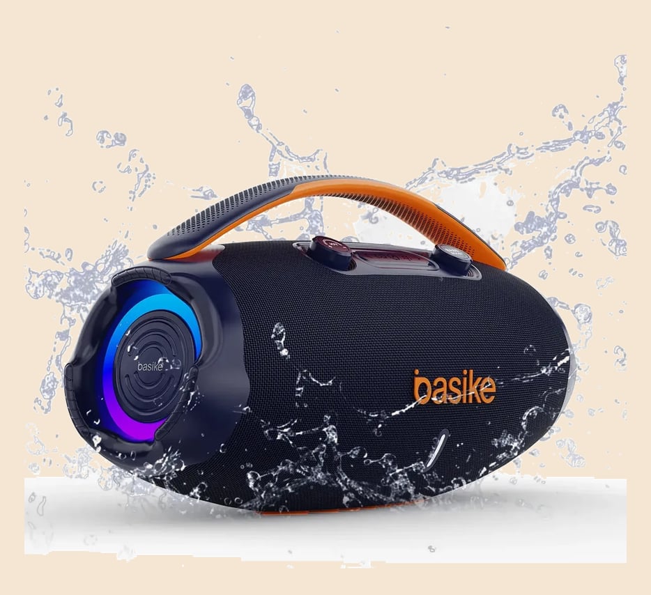 Caixa De Som Basike Ba-RAD207 Edição 80W Rádio FM Bluetooth 5.3 TWS RGB Bass Boost 9000mAh Azul
