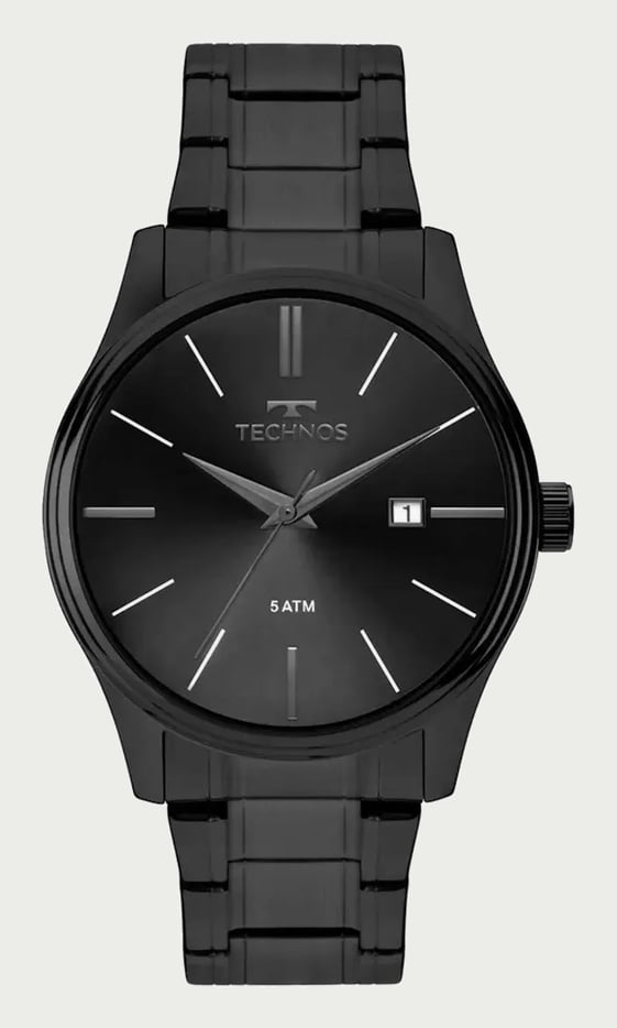 Relógio Technos Masculino Quartzo Grafite 42mm Aço Resistente à Água