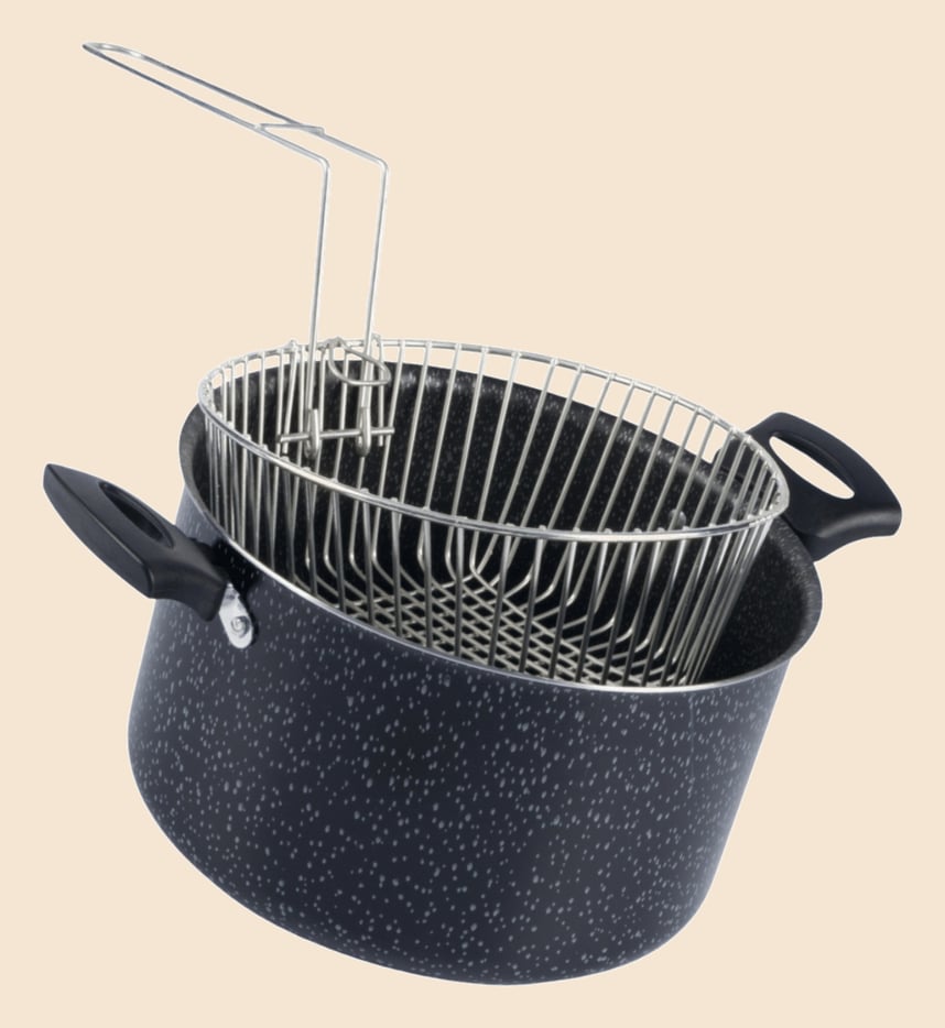 Fritadeira Antiaderente Com Cesto Metalico 20Cm Preto Nacional