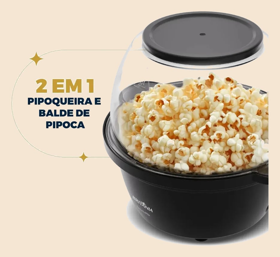 Pipoqueira Britânia com Balde de Pipoca Antiaderente BPI06A