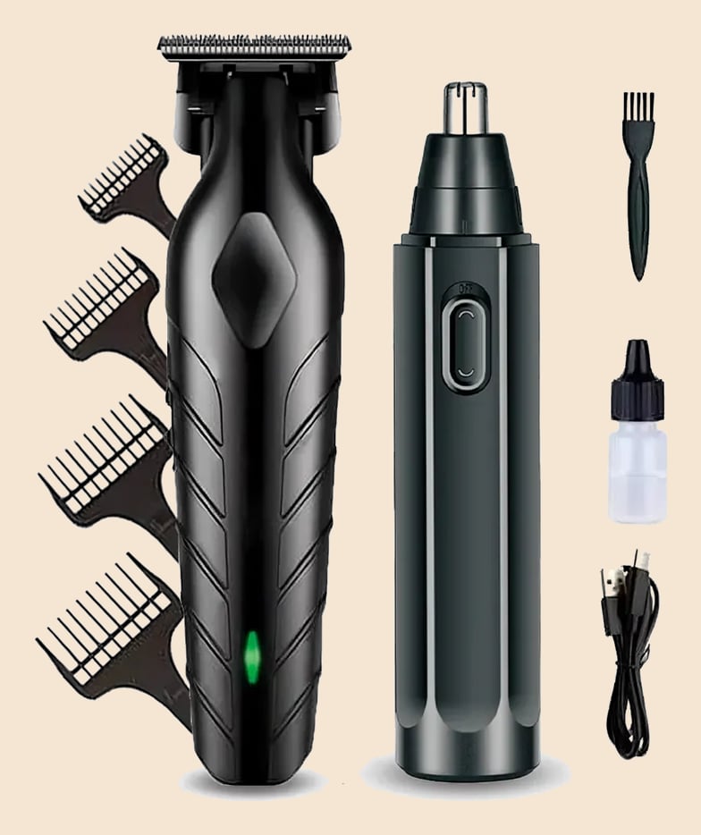 Máquina De Corte Acabamento Profissional Com Aparador De Nariz Cabelo Pelo Barbear Maquininha Detalhes Sem Fio Preto Catálogo