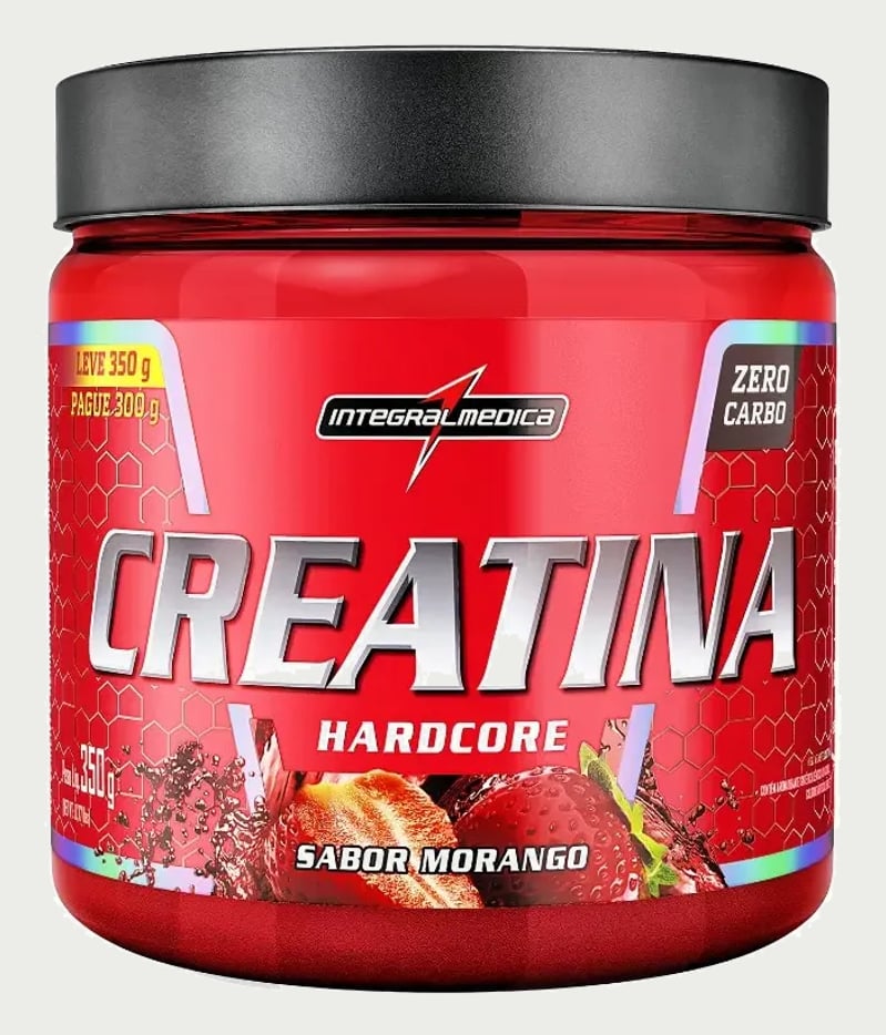 Creatina Integralmédica Monohidratada Hardcore em pó sabor Morango x 350g