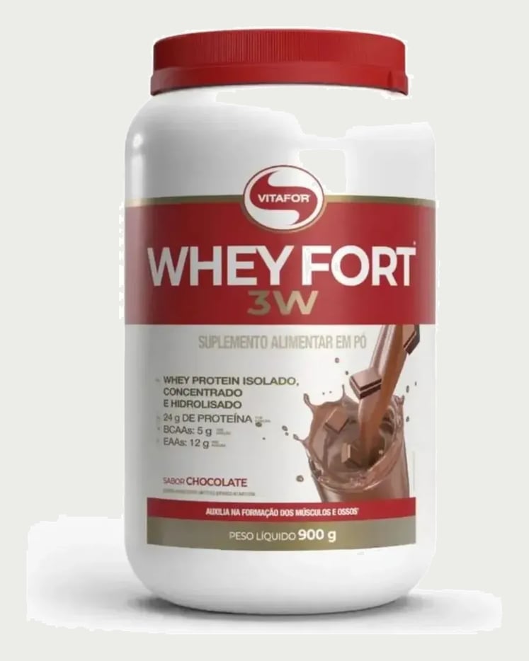 Whey protein Vitafor Fort 3W 900g sabor Chocolate