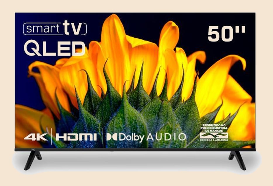 Smart TV HQ QLED 50 Polegadas HQ-QLED50SM 4K Wi-Fi Bluetooth, Dolby Audio, Apps, Netflix, YouTube e Prime Video, 3 HDMI