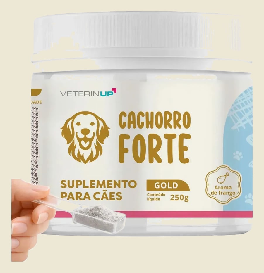 Cachorro Forte Gold 250g Suplemento para Cães com Ômega 3 Biotina Probióticos Vitaminas Minerais Aminoácidos e Extrato de Yucca