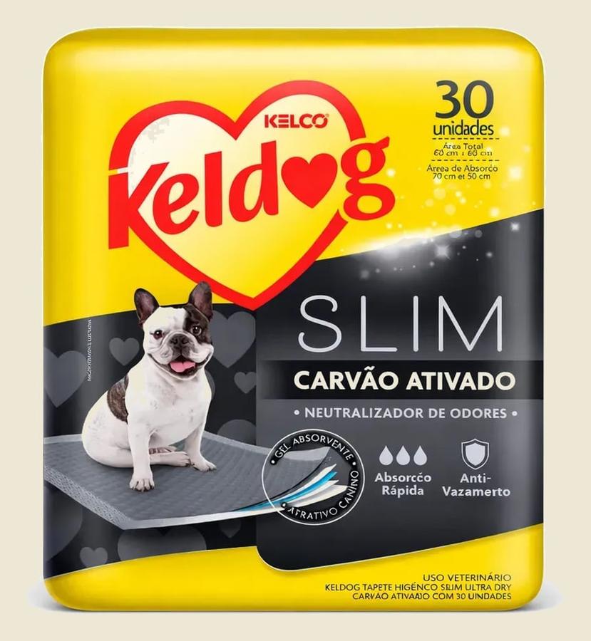 Tapete Higiênico Keldog SLIM com Carvão Ativado, 30 Unidades, para Cachorros