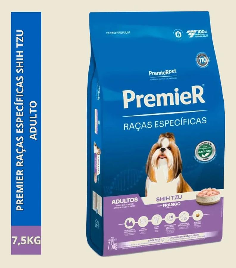Ração Seca Premier Shih Tzu Cão Pequeno Frango 7.5kg