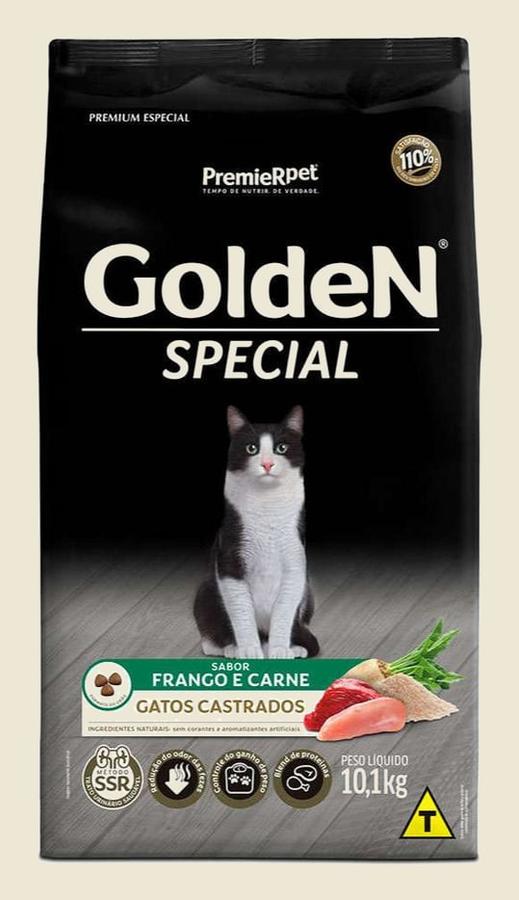 Ração Golden Special Gatos Castrados Frango e Carne 10.1Kg