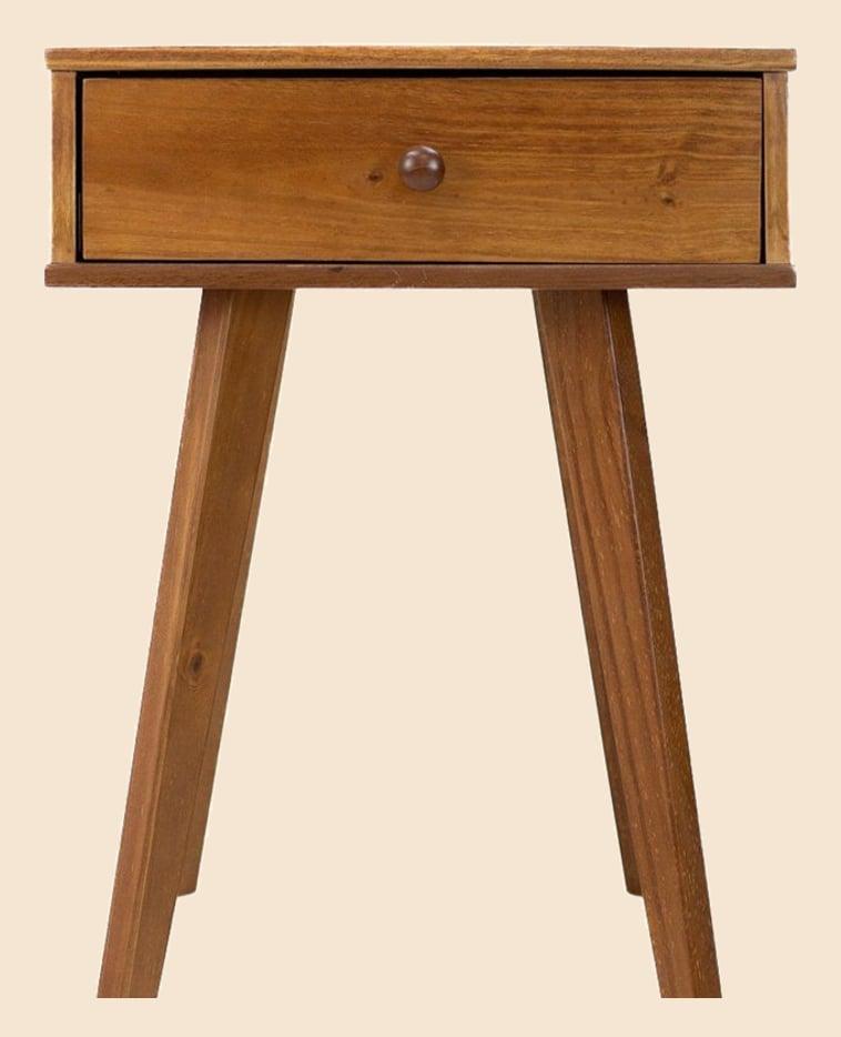 Mesa de Cabeceira 1 Gaveta — Madeira Maciça Amarelo