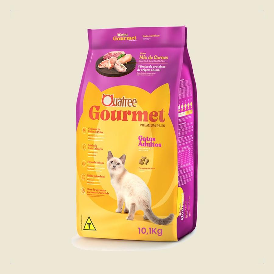 Ração Quatree Gourmet Gatos Adultos Mix de Carnes - 10,1Kg