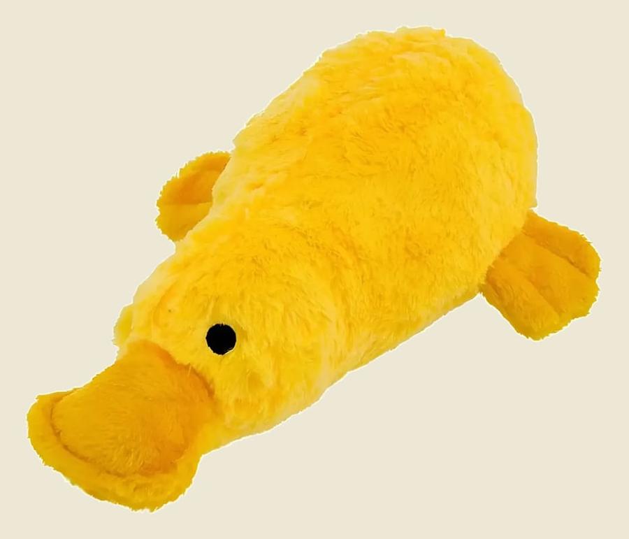 Brinquedo Mordedor De Pelúcia Pato Amarelo Grande Com Apito Amarelo Pato