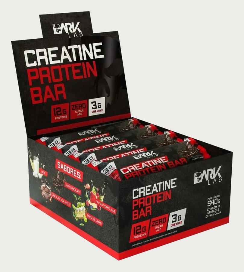Creatine Protein Bar 12 Un 45g Dark Lab Sabor Dark chocolate