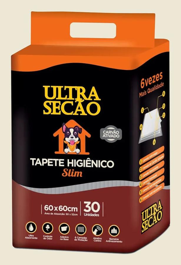 Tapete Higiênico Great Pets Ultra Secão Carvão Ativado 60x60 Para Gatos e Cachorros Kit 30un
