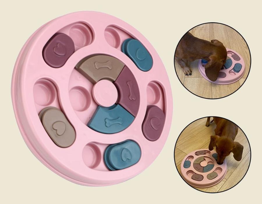 Brinquedo Interativo Comedouro Lento para Cachorro Pet Porta Petisco Puzzle Redondo