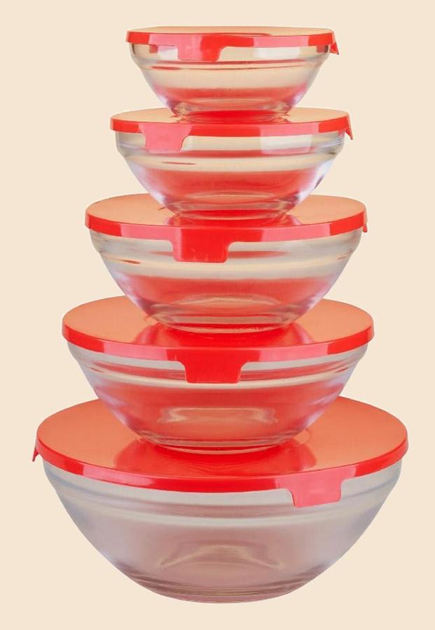 Conjunto 5 Potes de Vidro Cazza Classic