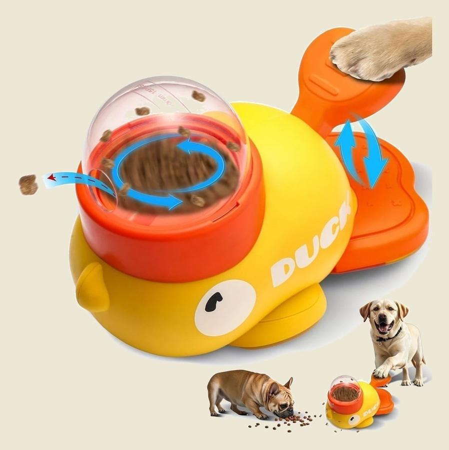 Brinquedo Interativo Pato Dispensador de Ração | Alimentador Tigela Lenta Divertida Para Cães e Gatos Petiscos e Ração