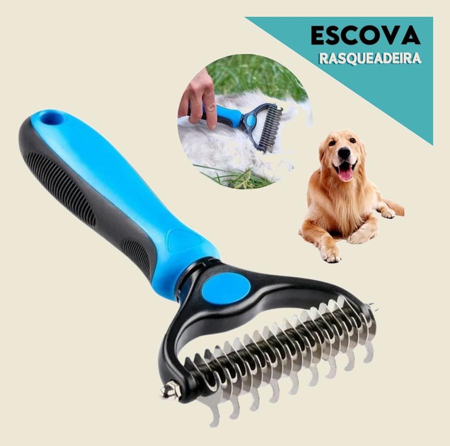 Rasqueadeira Removedor Azul - Tira Pelos Mortos - Pet, Animais, Gato -BNVT