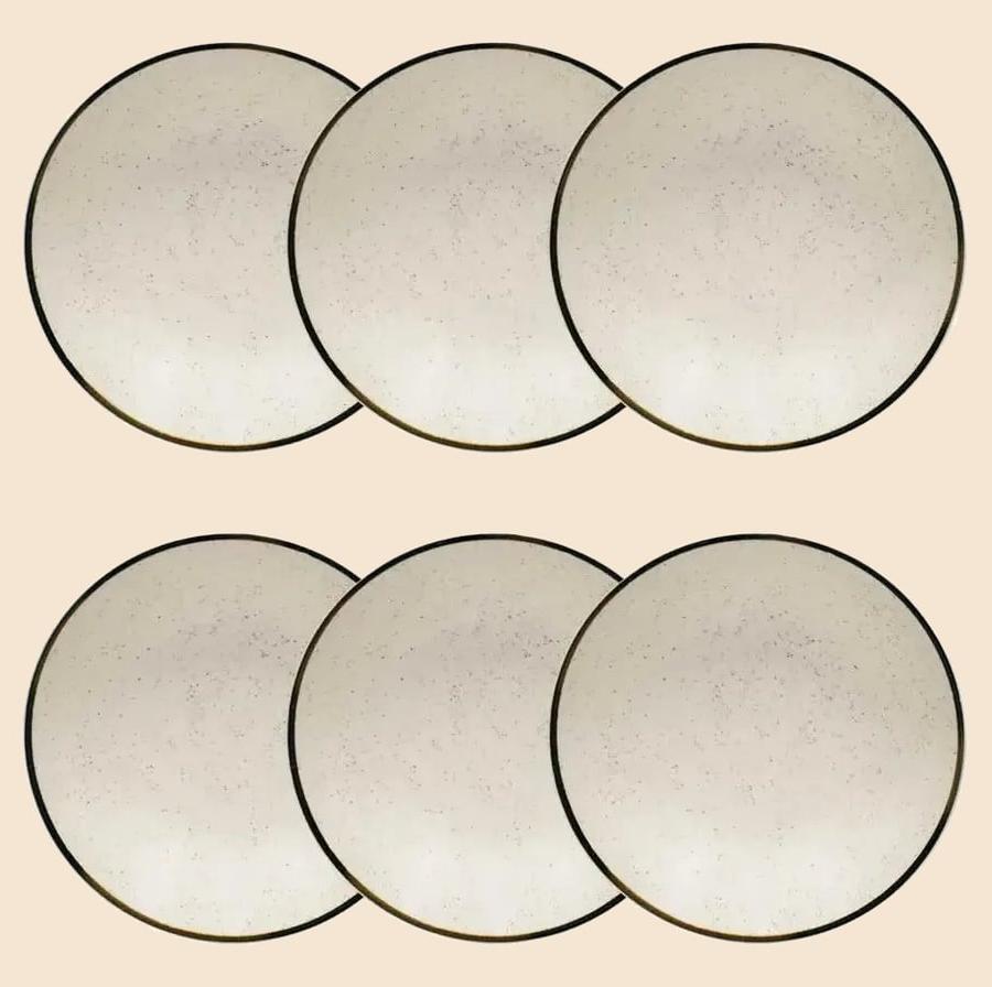 Jogo 6 Pratos Fundos Rustico Brisa 20,5cm Oxford Porcelanas
