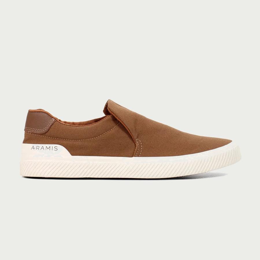 Tênis Masculino Casual Aramis Daily Slip Confortável Moderno Marrom Caramelo 40 Br