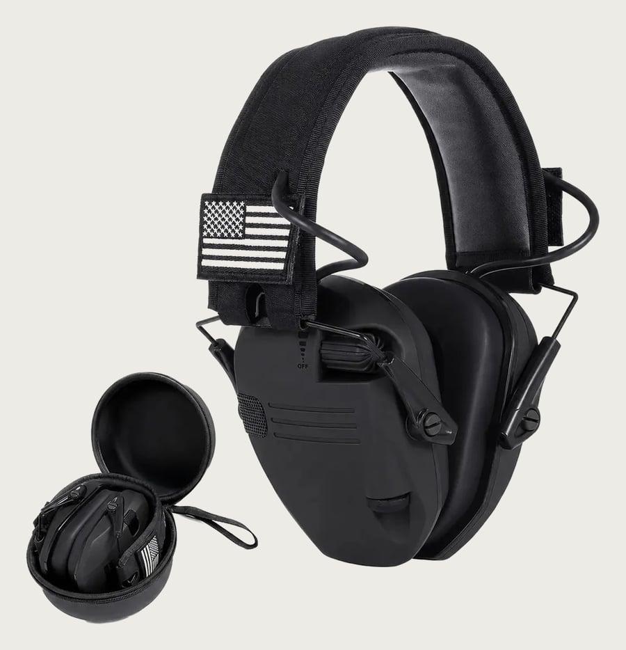 Protetor Auricular Eletrônico Tático Nrr 23db Tiro E Caça Preto