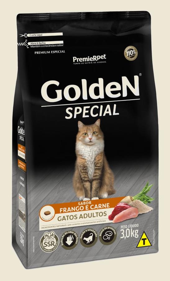 Ração Golden Special Gatos Adultos Frango e Carne 3kg